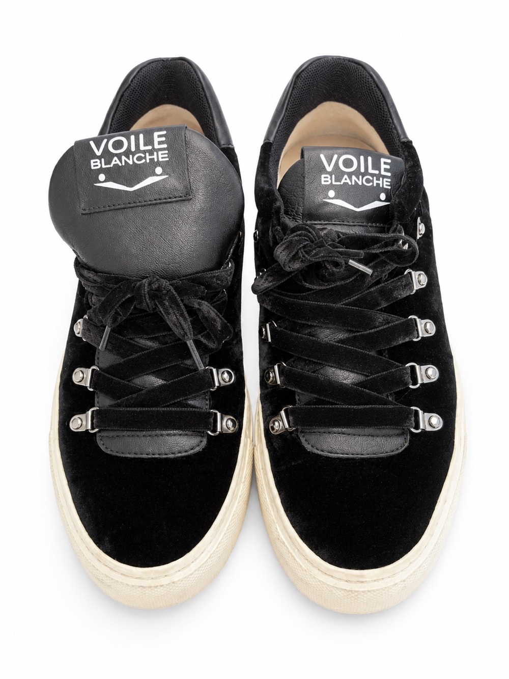 Voile Blanche Black Velvet Lace Up Sneakers EU 37 US 6.5–7
